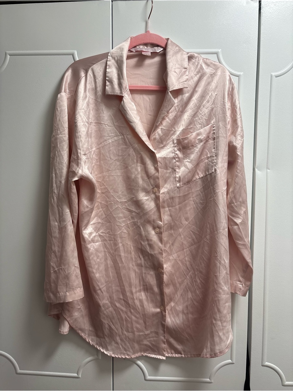 Victoria's Secret Light Pink Satin Button-Up Blouse
